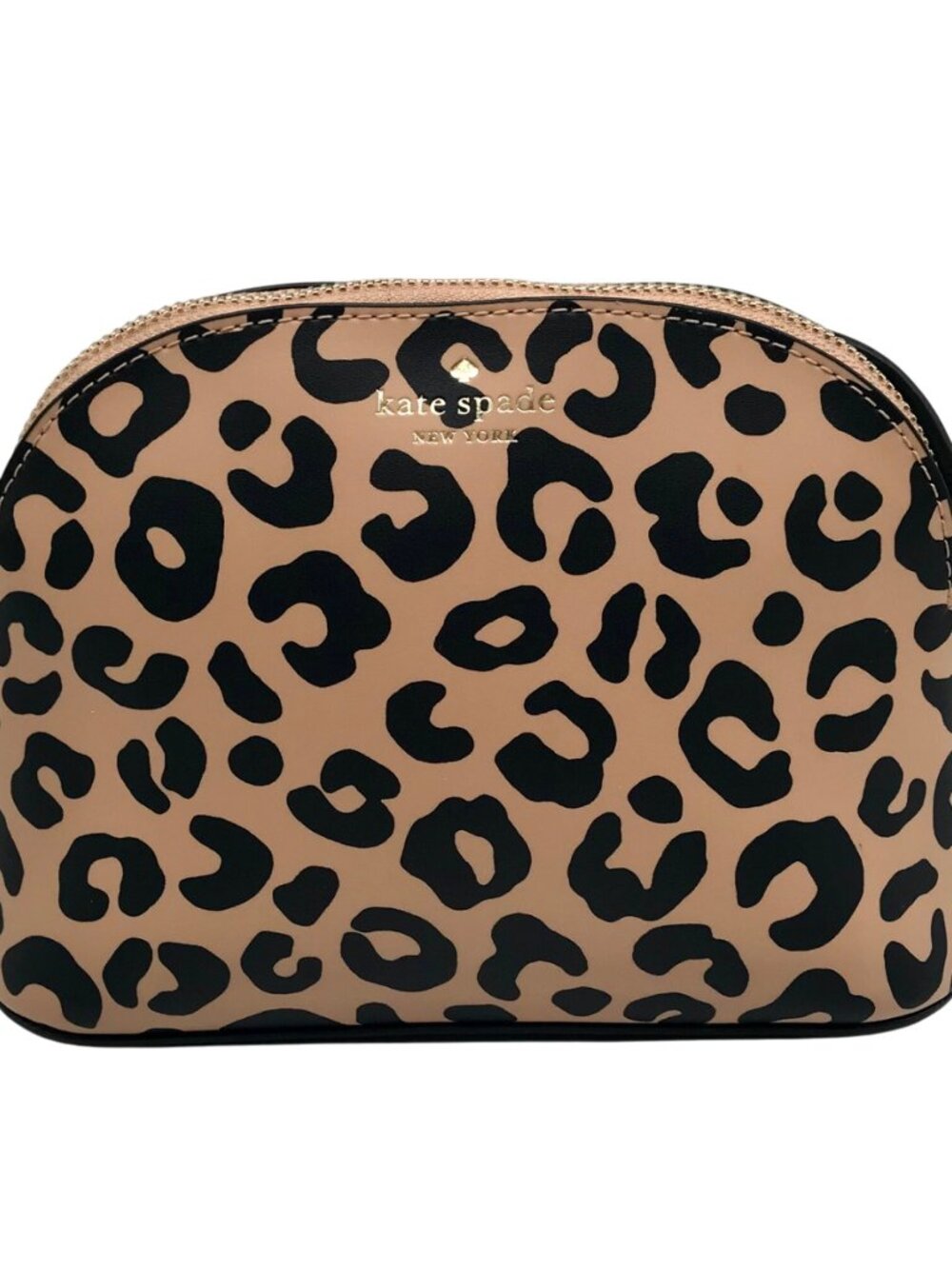 Kate Spade Tan & Black Leather Kali Leopard Print Dome Crossbody